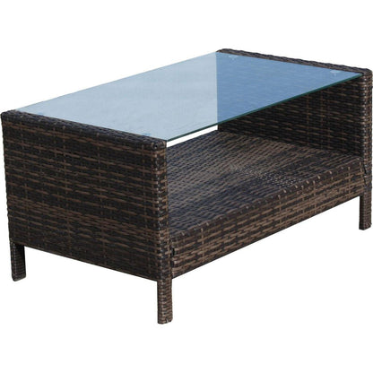 Outdoor patio Furniture Coffee Table with clear tempered glass