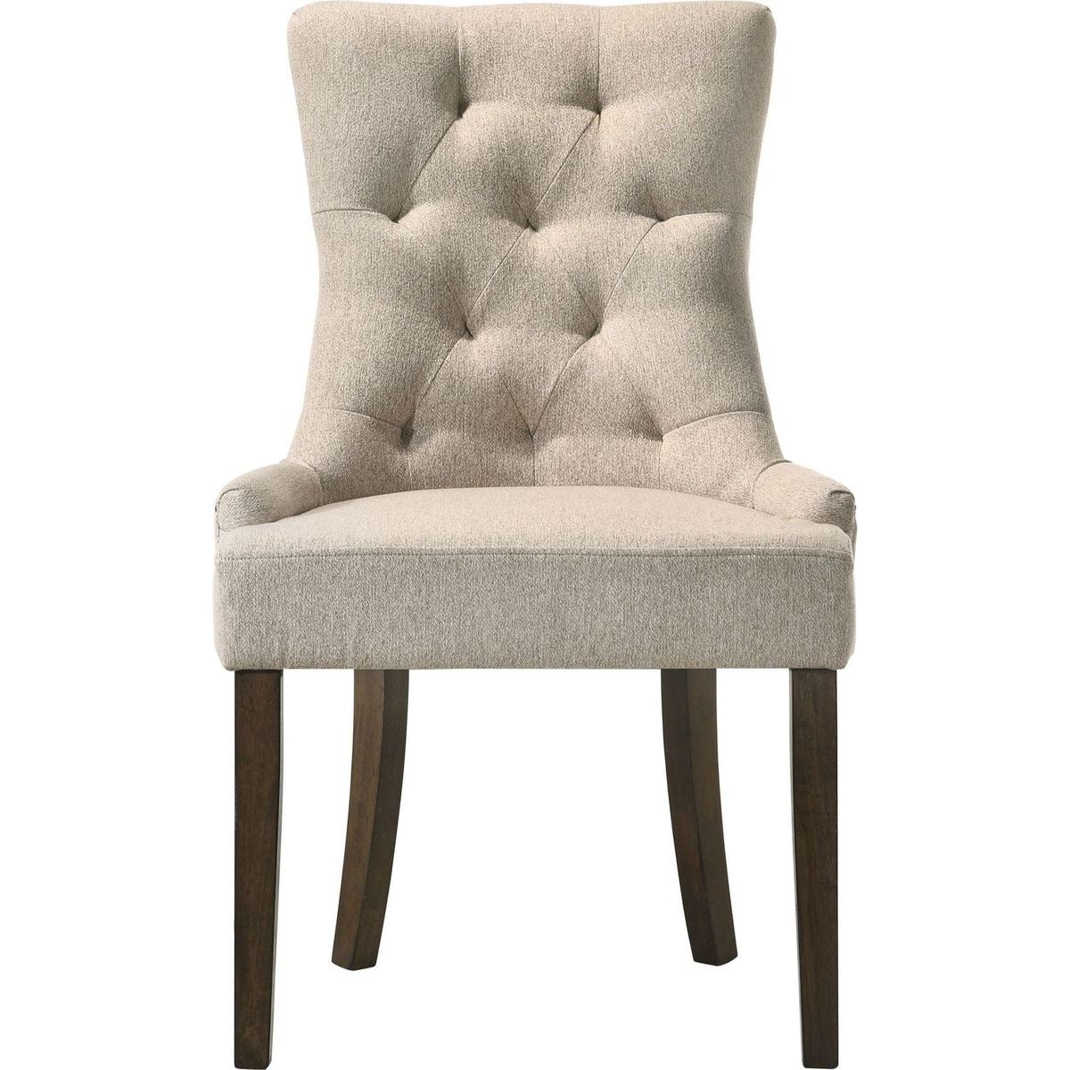 Farren Side Chair, Beige Fabric & Espresso Finish