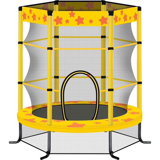 55 Inch Kids Trampoline with Safety Enclosure Net, 4.5FT Outdoor Indoor Trampoline for Kids (Yellow)