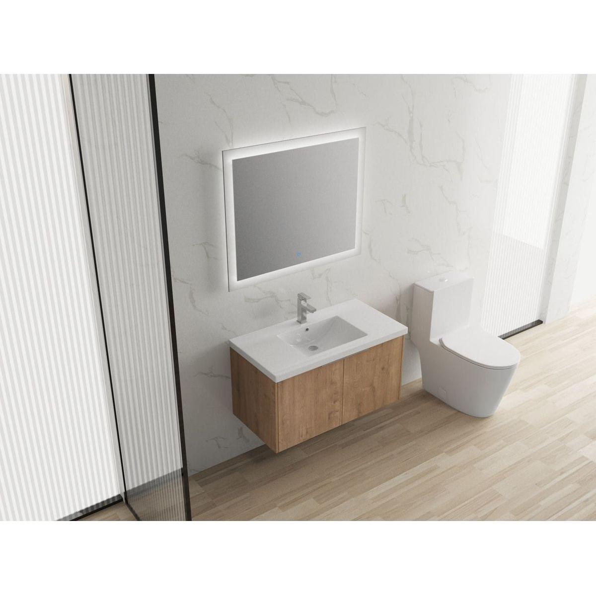 Modern Design 36 Inch Float Mounting Bathroom Vanity With Sink Soft Close Door, 2 Doo6 IMO (KD-Packing)