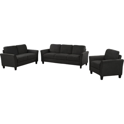 Living Room Sets Furniture Armrest Sofa Single Chair Sofa Loveseat Chair 3-Seat Sofa (ChairLoveseat Chair&3-Seat Sofa, Black)