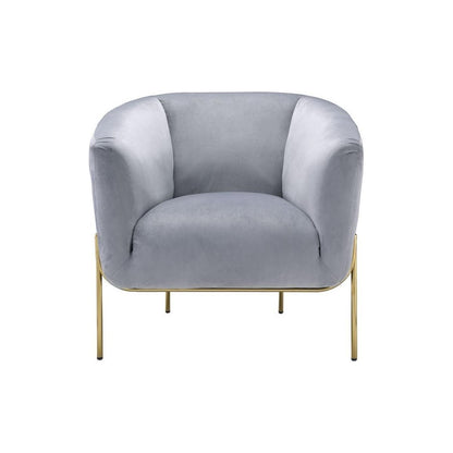 Carlson Accent Chair, Gray Velvet & Gold