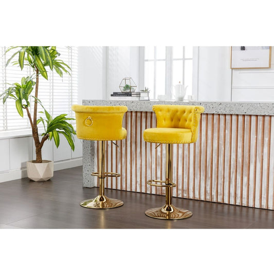 Swivel Bar Stools Set of 2 Adjustable Counter Height Chairs with Footrest for Kitchen, Dining Room 2PC/SET