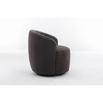 Teddy Fabric Swivel Accent Armchair Barrel Chair With Black Powder Coating Metal Ring,Dark Gray