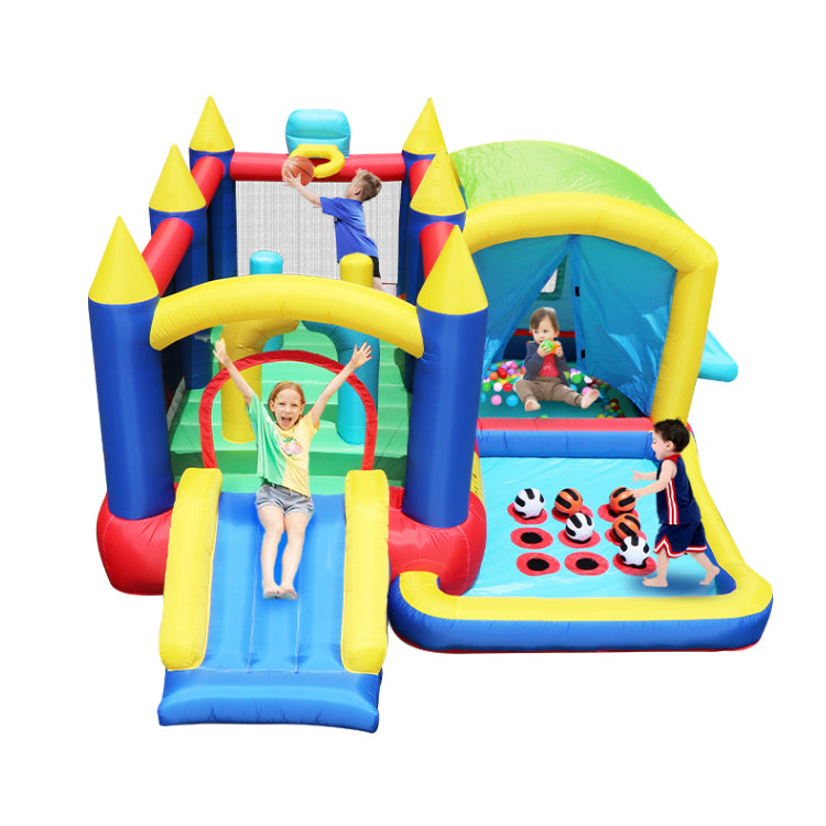 7 in 1 Inflatable Bounce House, Bouncy House with Ball Pit for Kids Indoor Outdoor Party Family Fun, Obstacles, Toddler Jump Bouncy Castle with Ball Pit for Birthday Party Gifts - Streamdale Furniture