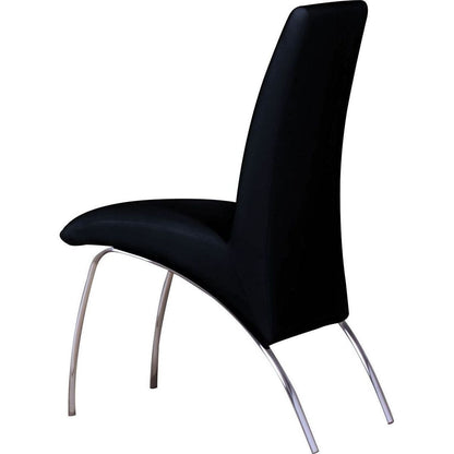 Pervis Side Chair (Set-2) in Black PU & Chrome