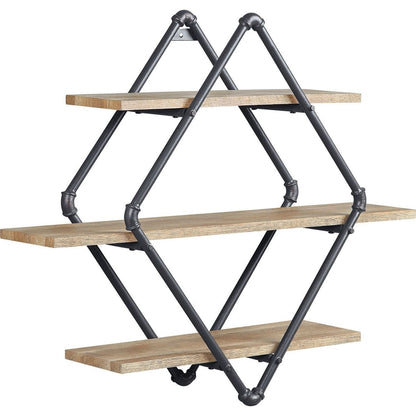 Brantley Wall Rack in Oak & Sandy Black Finish