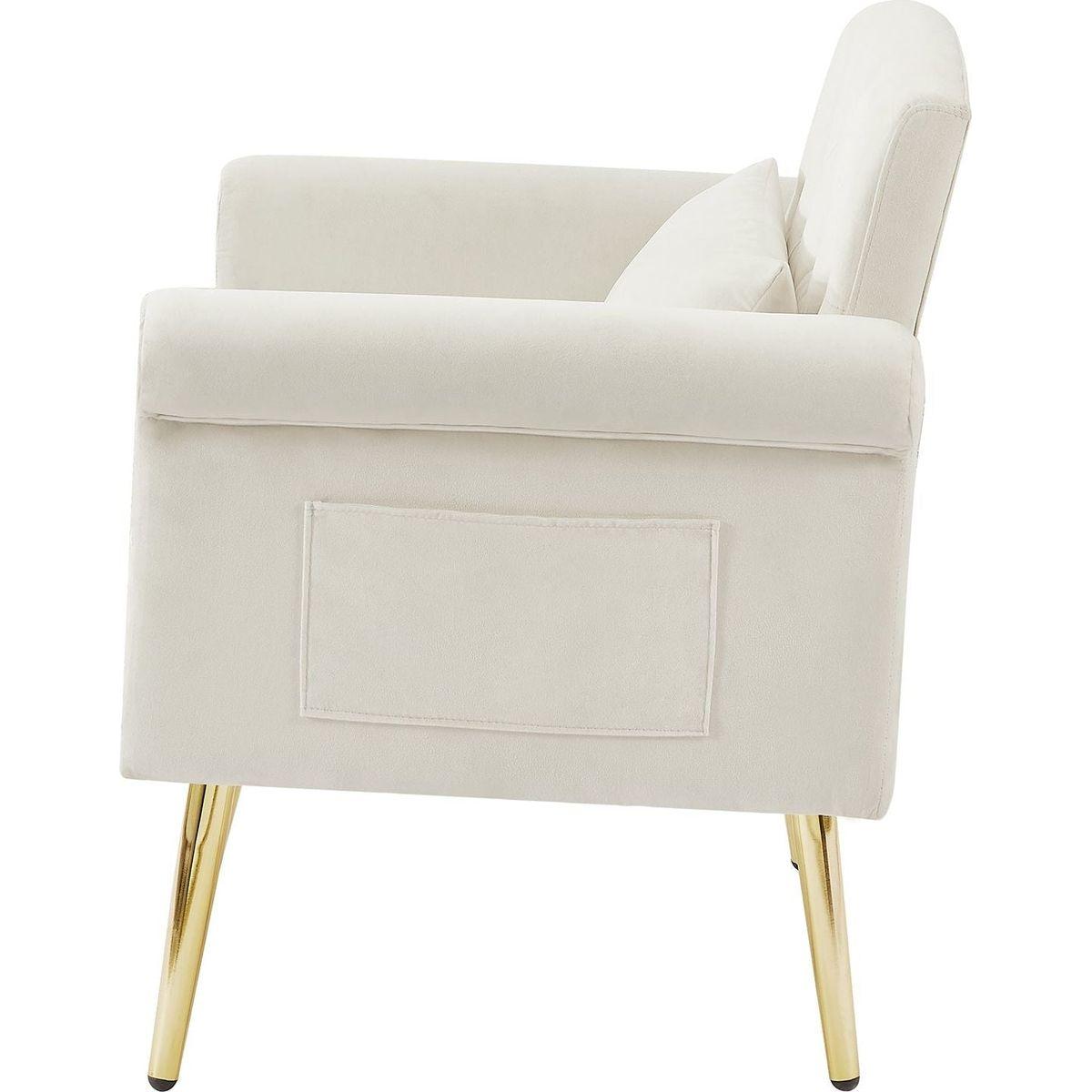 OFF WHITE velvet armchair with metal legs