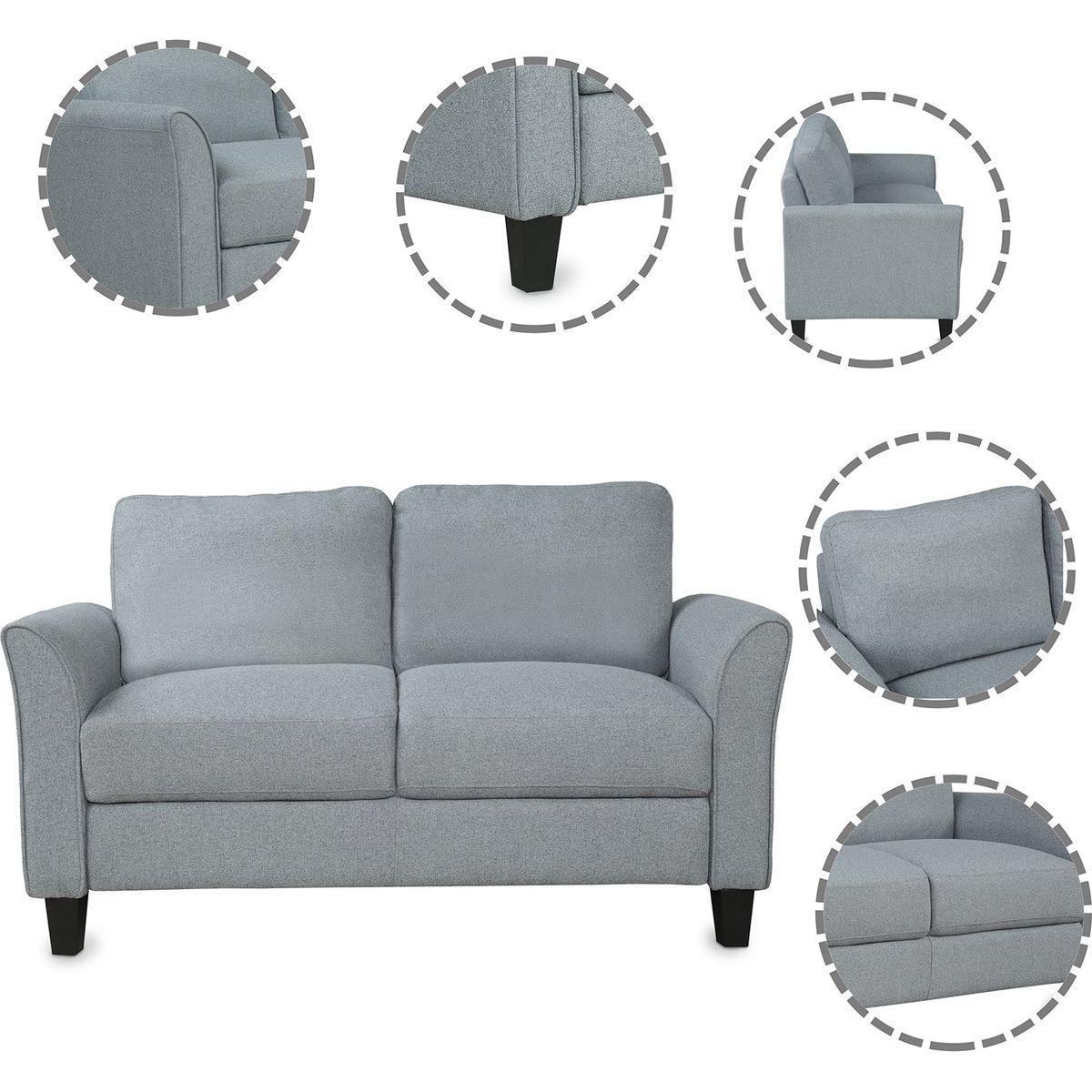 Living Room Sets Furniture Armrest Sofa Single Chair Sofa Loveseat Chair 3-Seat Sofa (ChairLoveseat Chair&3-Seat Sofa, Gray)