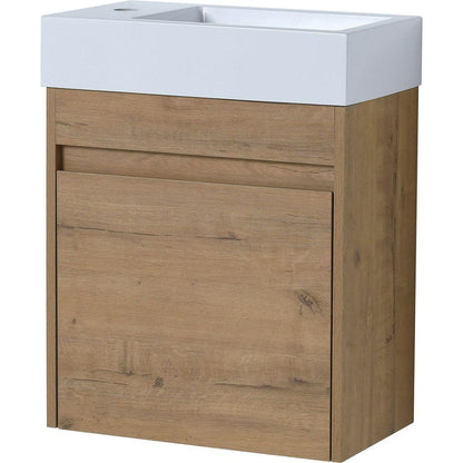 18" Floating Wall-Mounted Bathroom Vanity with White Resin Sink & Soft-Close Cabinet Door