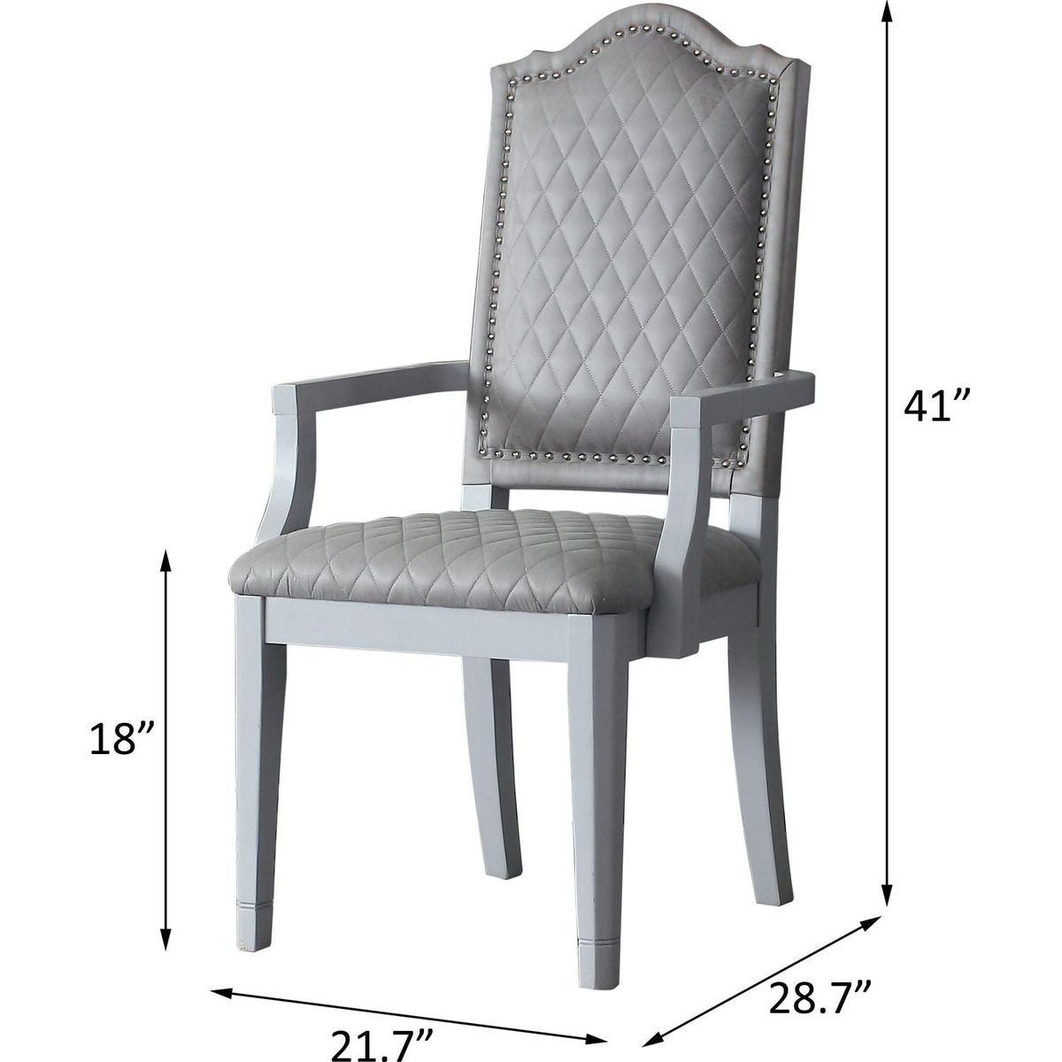 House Marchese Arm Chair, Two Tone Gray Fabric & Pearl Gray Finish