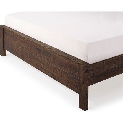 Albany Solid Wood Espresso Bed, Modern Rustic Wooden Full Size Bed Frames Box Spring Needed