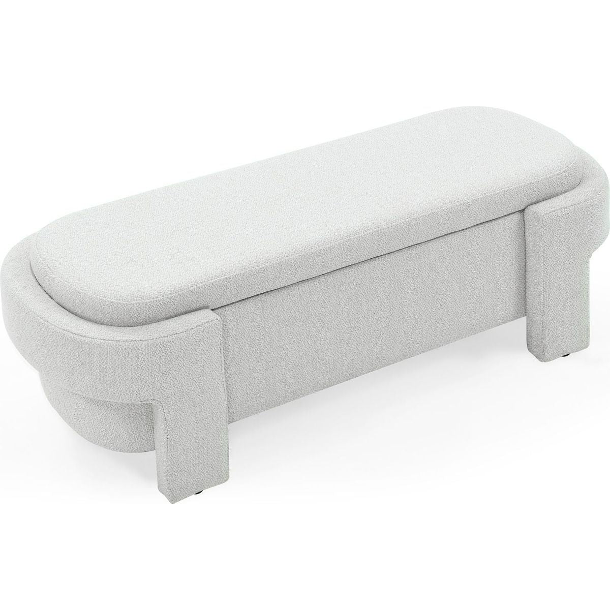 Linen Fabric Upholstered Bench with Large Storage Space for the Living Room, Entryway and Bedroom, White,(51.5"x20.5"x17") - Streamdale Furniture