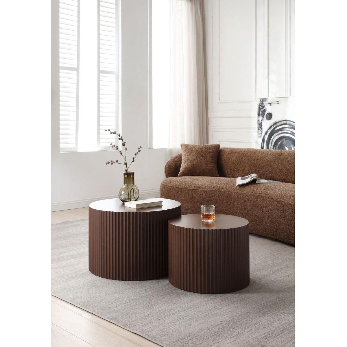 Nesting Table Set of 2, MDF Coffee Table set for Living Room/Leisure Area, Brown