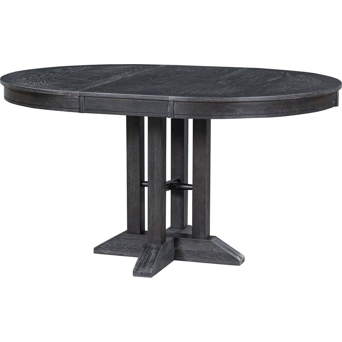 Farmhouse Dining Table Extendable Round Table for Kitchen, Dining Room(Black)