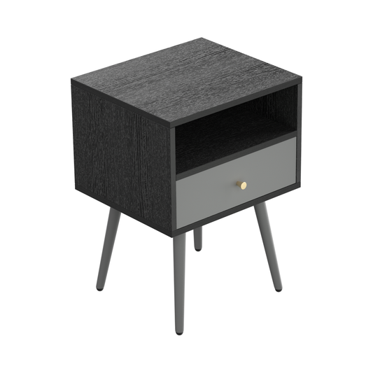 Update Modern Nightstand with 1Drawers, Suitable for Bedroom/Living Room/Side Table (Dark Grey)