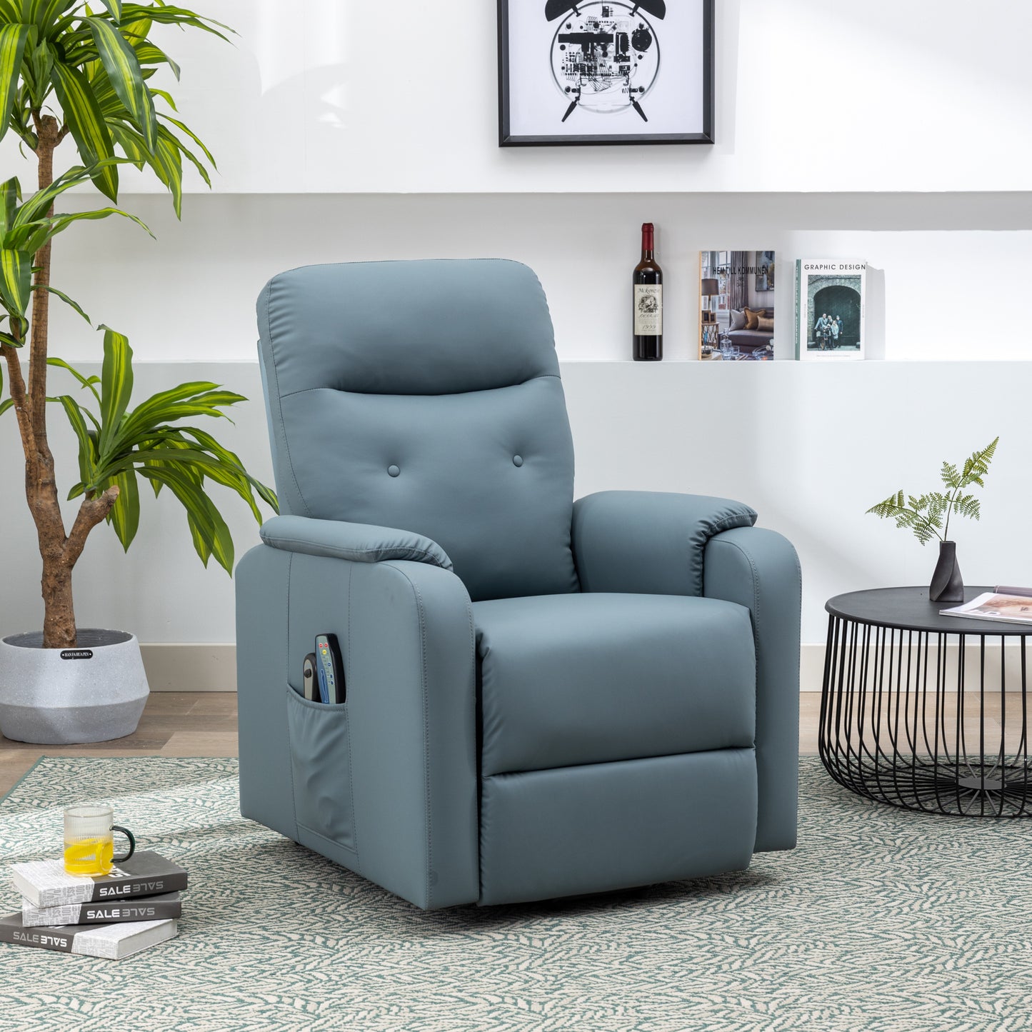 Massage Recliner Chair Electric Power Lift Chairs with Side Pocket, Adjustable Massage and Heating Function for Adults and Seniors, Squirrel grey