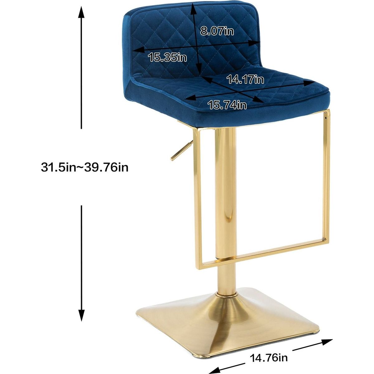 Bar Stools - Swivel Barstool Chairs with Back, Modern Pub Kitchen Counter Height, velvet