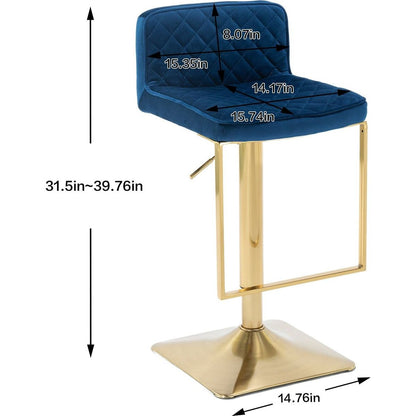 Bar Stools - Swivel Barstool Chairs with Back, Modern Pub Kitchen Counter Height, velvet