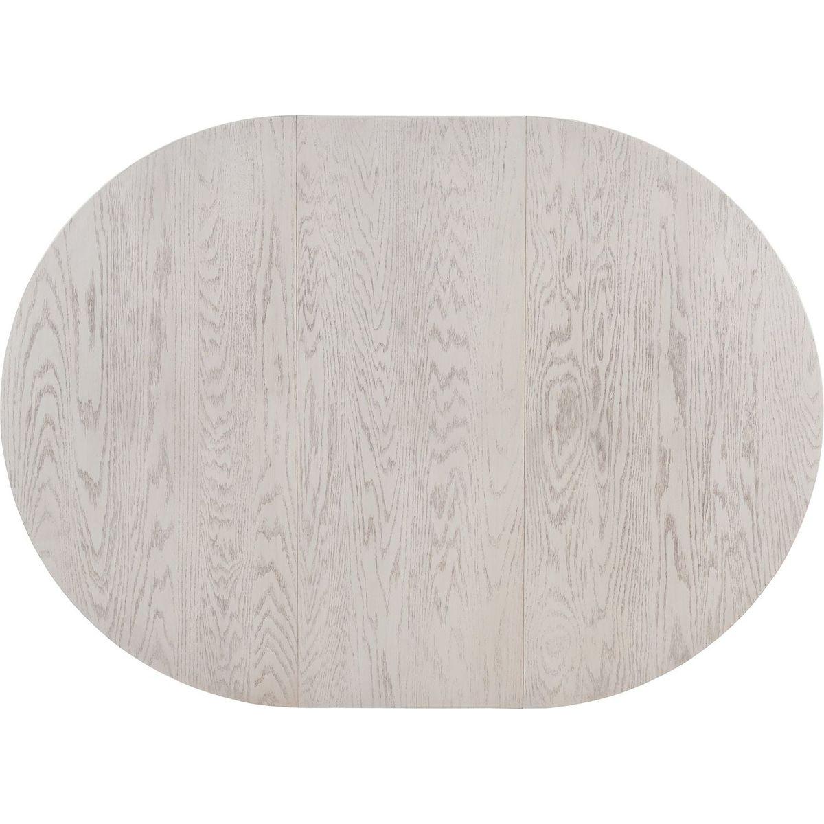 5-Piece Retro Functional Dining Table Set Wood Round Extendable Dining Table and 4 Upholstered Dining Chairs (Antique White) - Streamdale Furniture