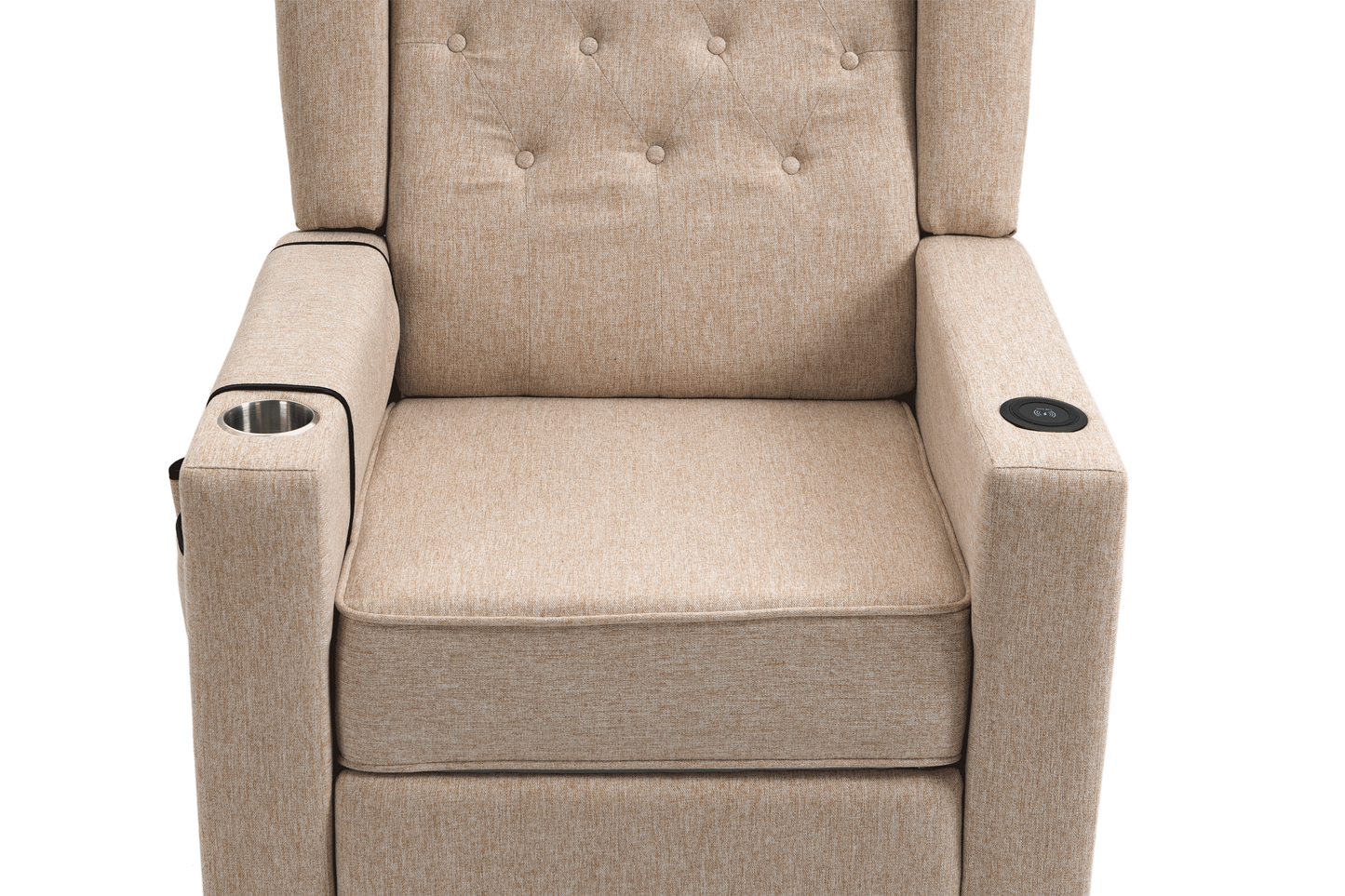 Arm Pushing Recliner Chair, Modern Button Tufted Wingback Push Back Recliner Chair, Living Room Chair Fabric Pushback Manual Single Reclining Sofa Home Theater Seating for Bedroom, Khaki Yelkow