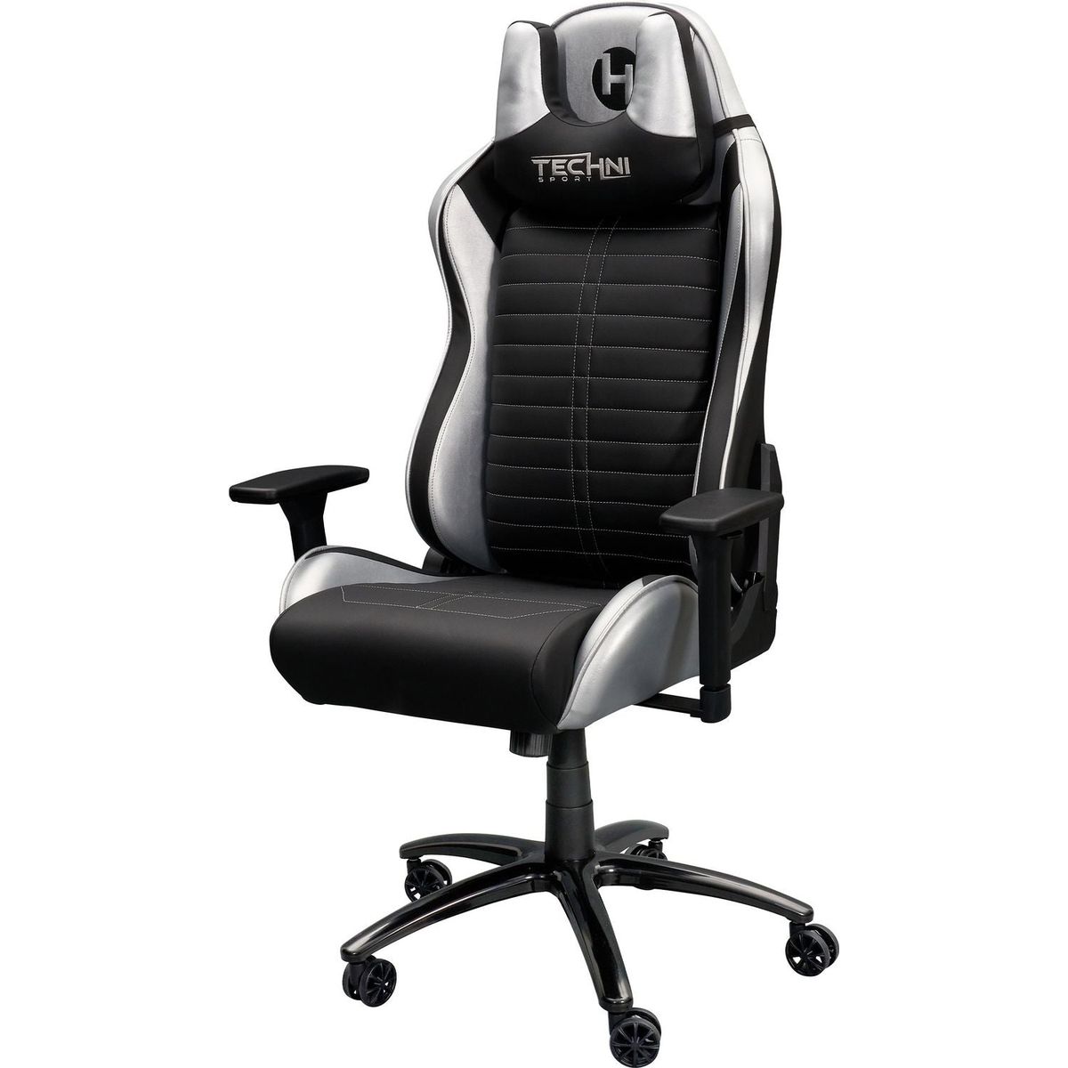 Techni Sport Ergonomic Racing Style Gaming Chair - Silver