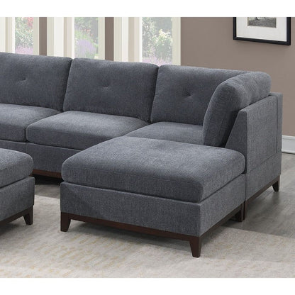 Ash Grey Chenille Fabric Modular Sectional 9pc Set Living Room Furniture Corner Sectional Couch 3x Corner Wedge 4x Armless Chairs and 2x Ottomans Tufted Back Exposed Wooden Base