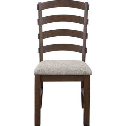 Pascaline Side Chair (Set-2), Gray Fabric, Rustic Brown & Oak Finish