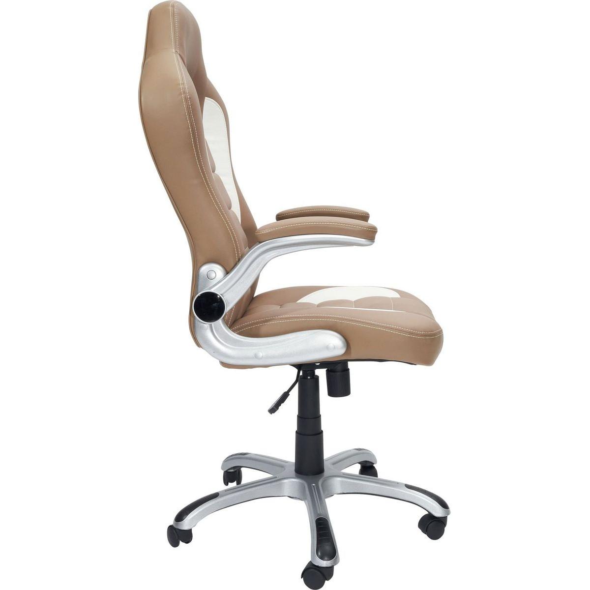 High Back Executive Sport Race Office Chair with Flip-Up Arms, Camel