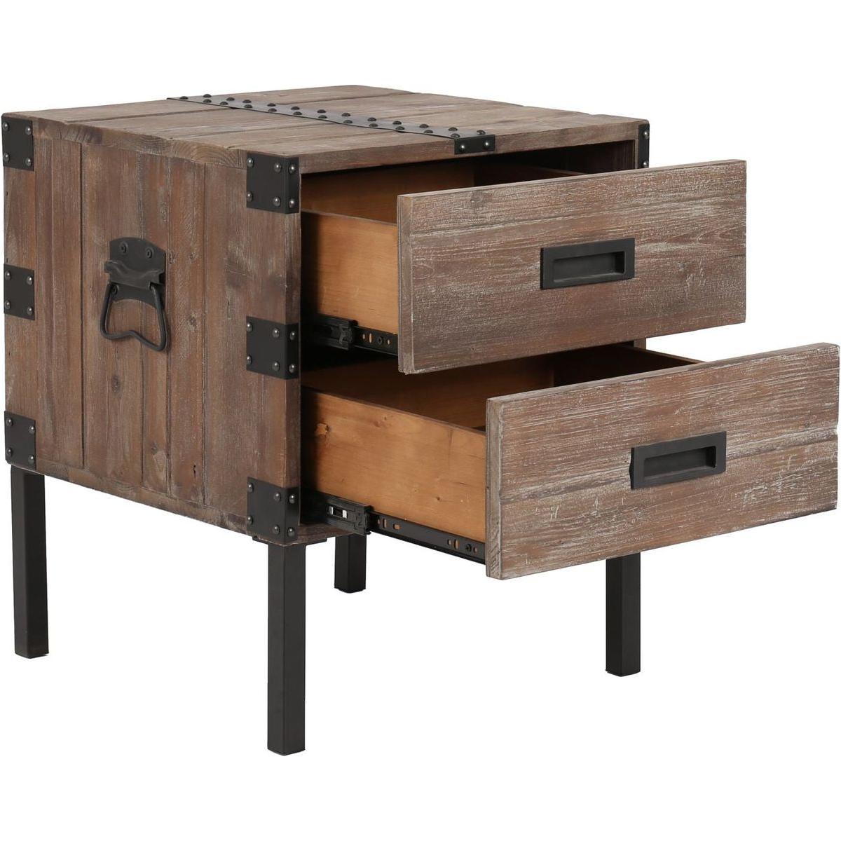 Antique Reclaimed Wood Gray Trunk Table And Side Table S/3 with Large Storage Dress Up Your Liviing Room