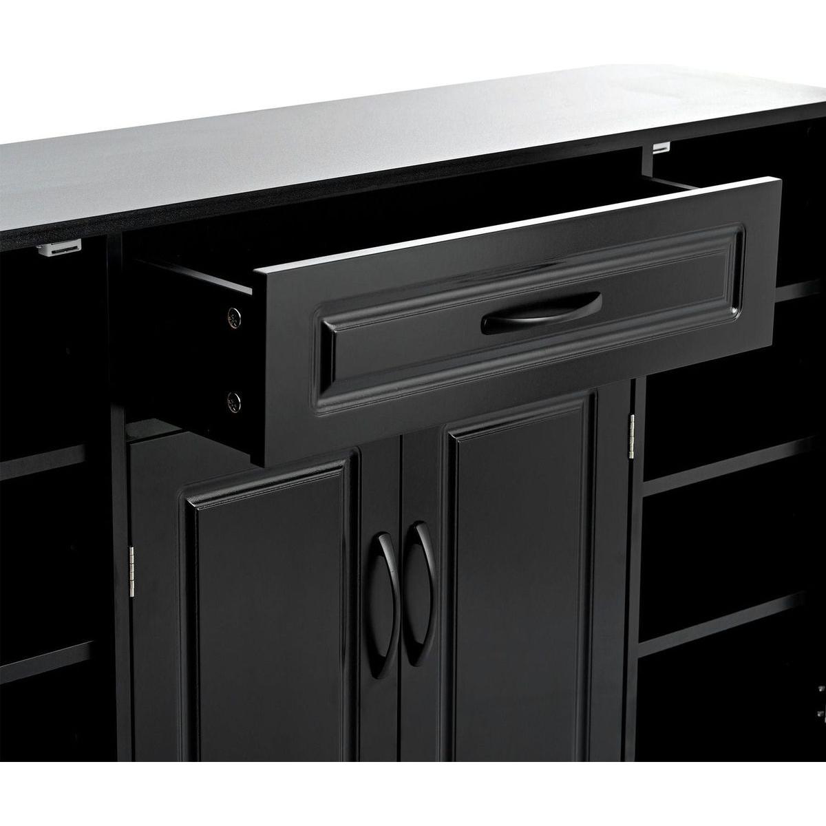 Sleek and Modern Shoe Cabinet with Adjustable Shelves, Minimalist Shoe Storage Organizer with Sturdy Top Surface, Space-saving Design Side Board for Various Sizes of Items, Black