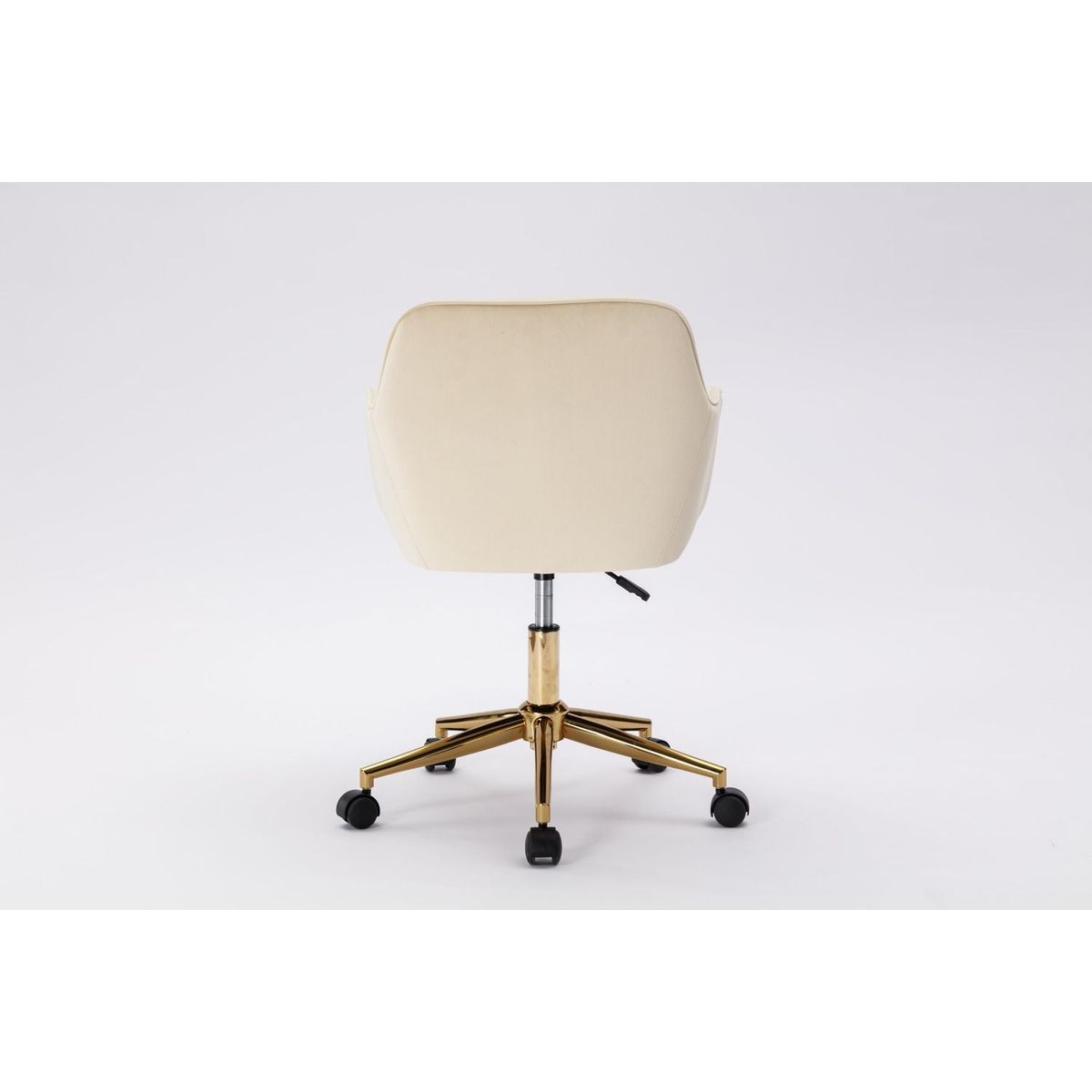 Modern Velvet Fabric Material Adjustable Height 360 revolving Home Office Chair with Gold Metal Legs and Universal Wheels for Indoor,Beige