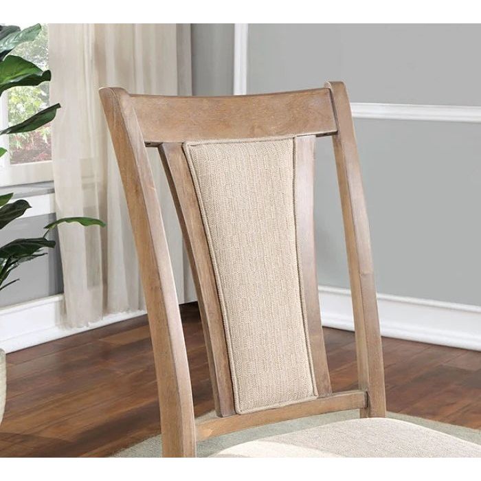 Transitional Set of 2 Side Chairs Natural Tone And Beige Solid wood Chair Padded Leatherette Upholstered Seat Kitchen Dining Room Furniture