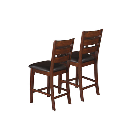 Sara Ladder Back Dining Height Chairs in Brown, Set of 2