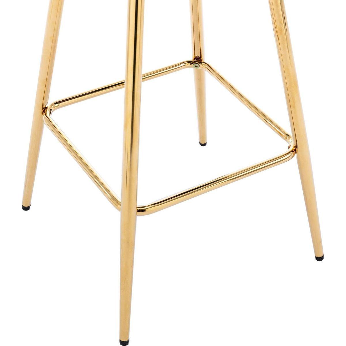 26 Inch Set of 2 Bar Stools, with Chrome Footrest and Base Velvet + Golden Leg Simple Bar Stool, GREEN