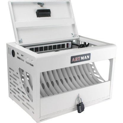 16 Bay Charging Cabinet for Laptop, Chromebook, Locking Charging Station-WHITE