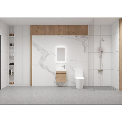 18" Floating Wall-Mounted Bathroom Vanity with White Resin Sink & Soft-Close Cabinet Door