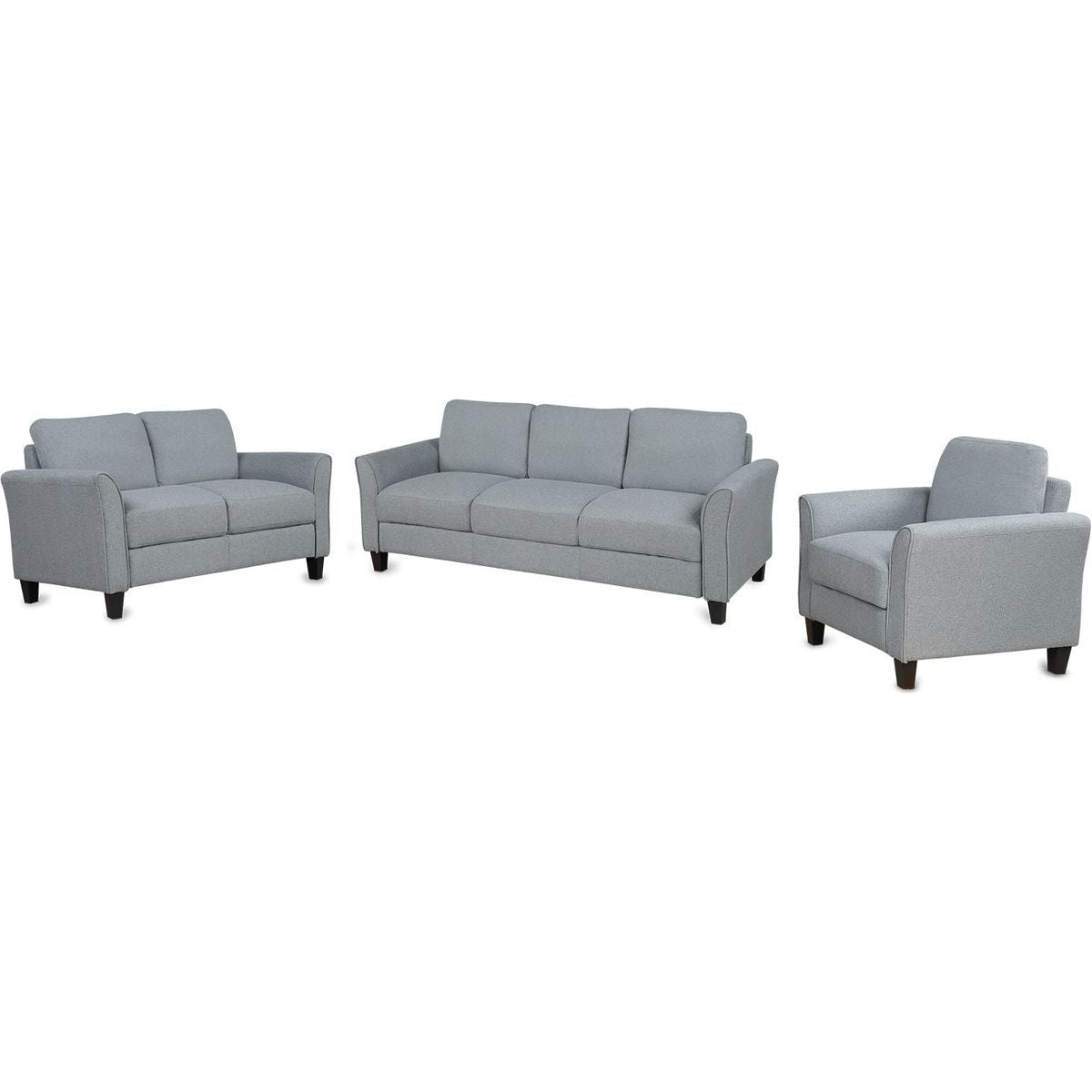 Living Room Sets Furniture Armrest Sofa Single Chair Sofa Loveseat Chair 3-Seat Sofa (ChairLoveseat Chair&3-Seat Sofa, Gray)