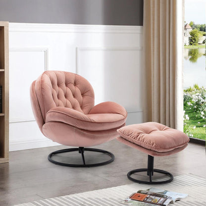 Accent chair TV Chair Living room Chair Pink sofa with Ottoman