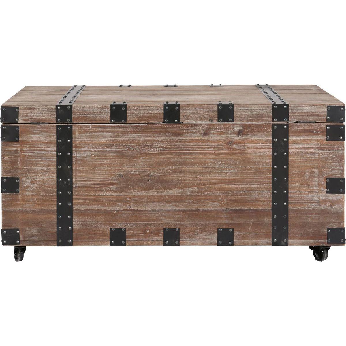 Antique Reclaimed Wood Gray Trunk Table And Side Table S/3 with Large Storage Dress Up Your Liviing Room