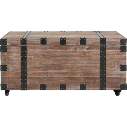 Antique Reclaimed Wood Gray Trunk Table And Side Table S/3 with Large Storage Dress Up Your Liviing Room
