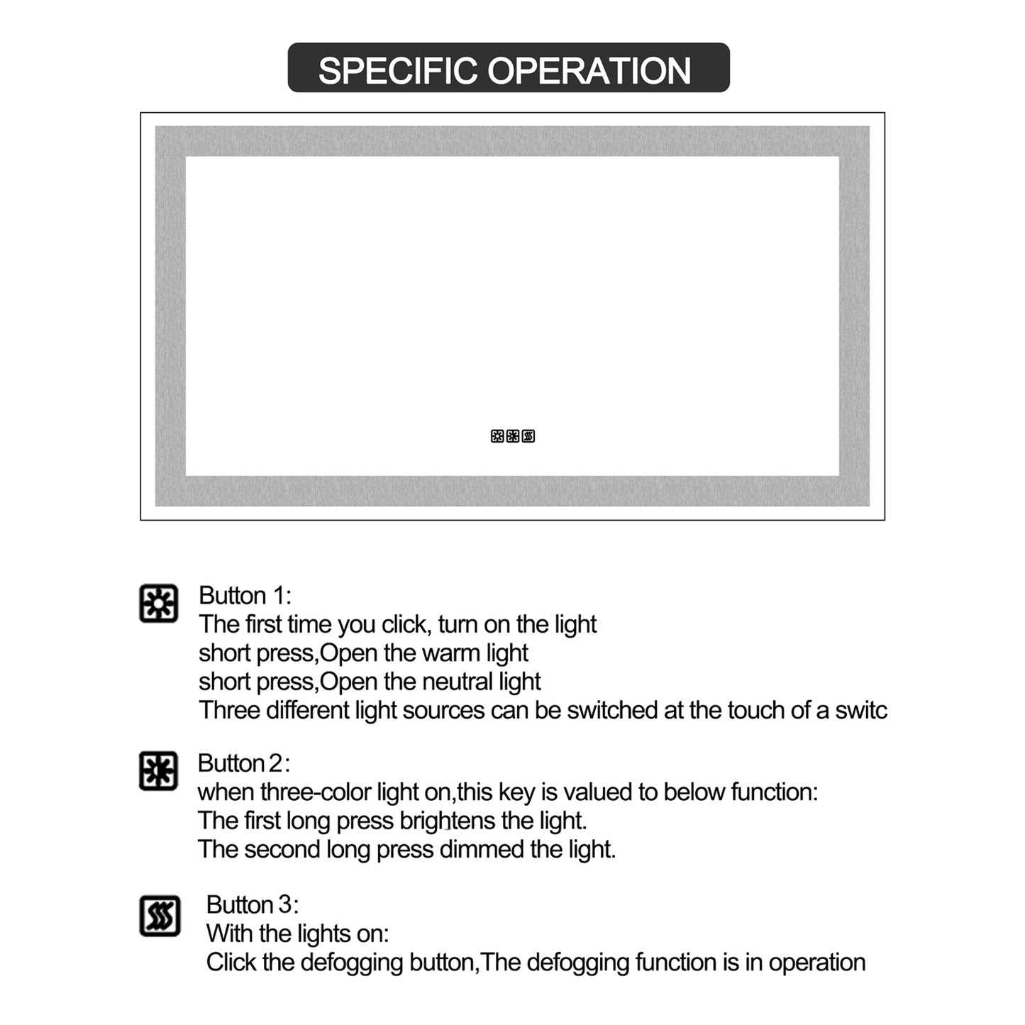 LED Bathroom Mirror 60x 32 Inch with lights, anti-Fog & Dimming Led Bathroom Vanity Mirror