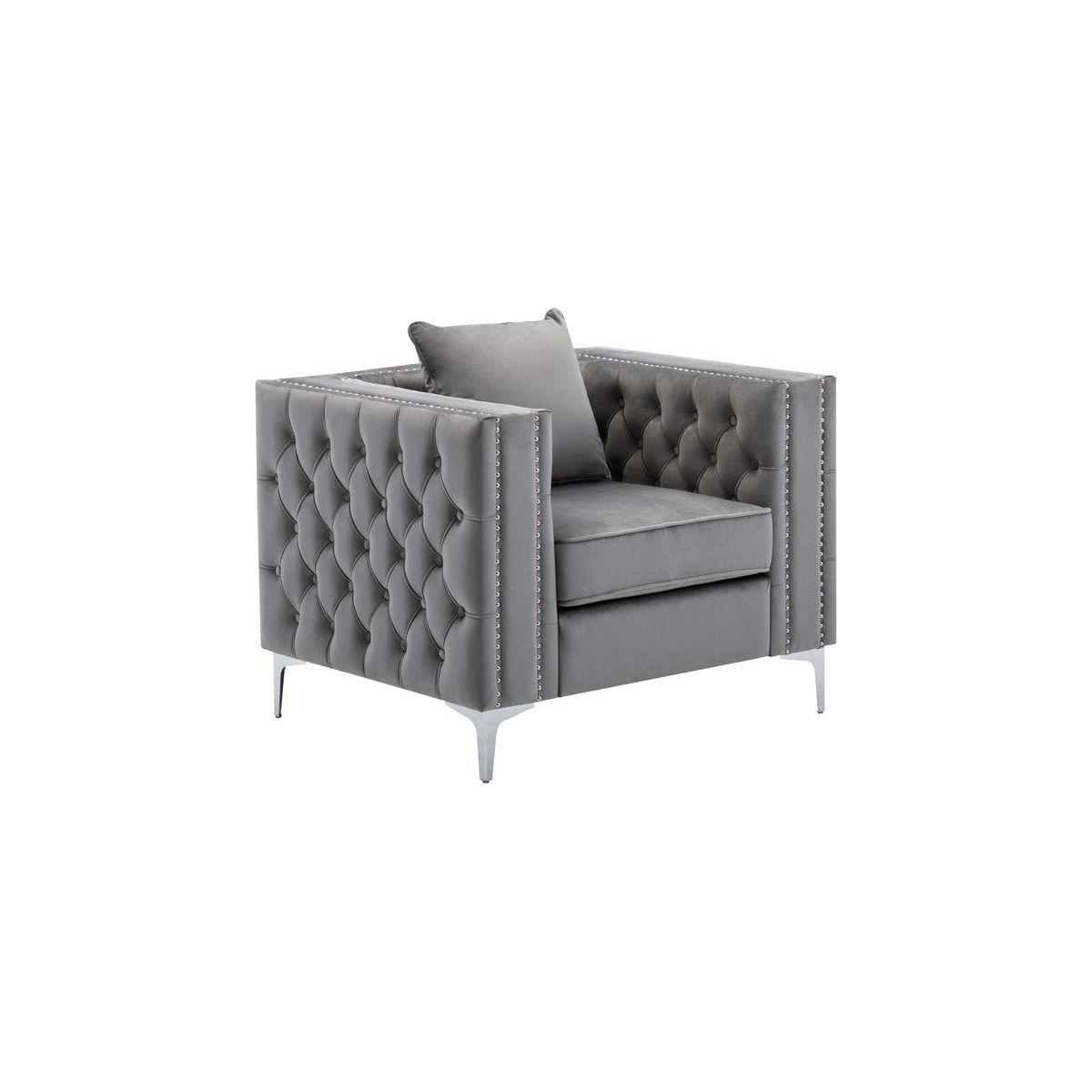 Lorreto Gray Velvet Chair