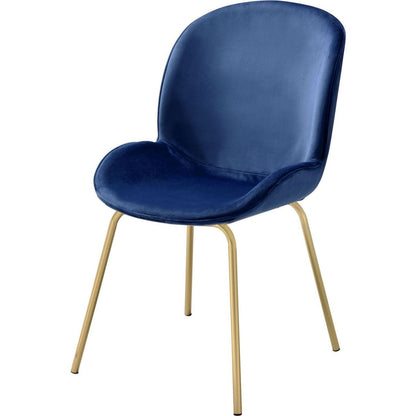 Chuchip Side Chair (Set-2) in Blue Velvet & Gold