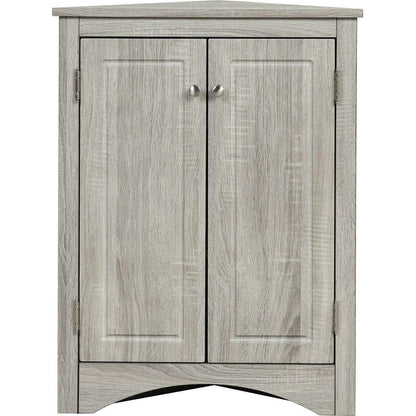 Oak Triangle Bathroom Storage Cabinet with Adjustable Shelves, Freestanding Floor Cabinet for Home Kitchen
