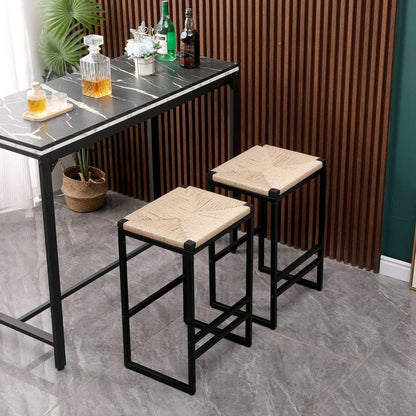 Set of 2 Backless Bar Stools for Kitchen Counter Paper Rope Woven Dining Chairs for Home & Kitchen (Paper Rope Backless)