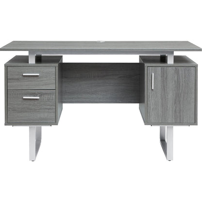 Modern Office Desk with Storage, Grey