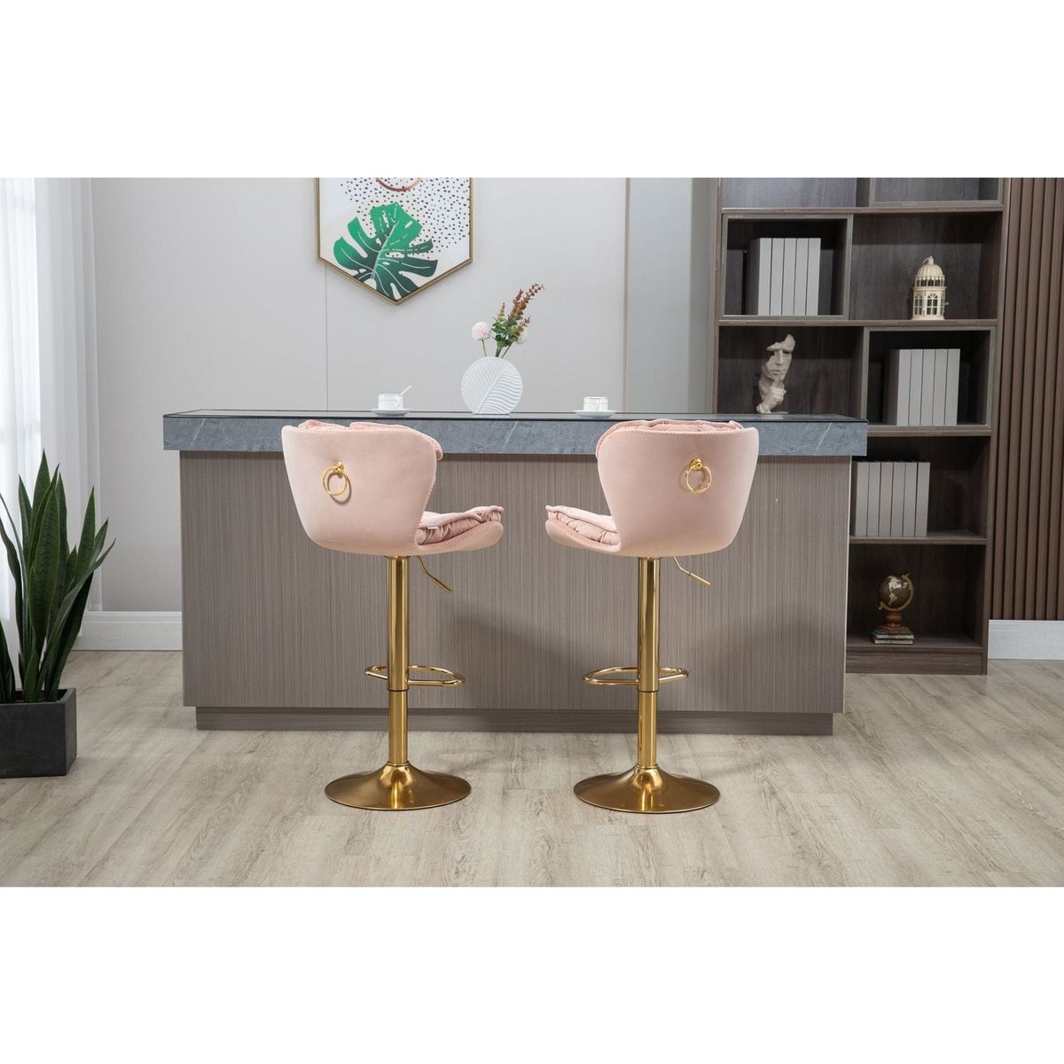 Bar Stools with Back and Footrest Counter Height Dining Chairs 2PC/SET