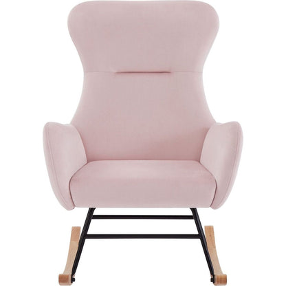 pink velvet rocking chair