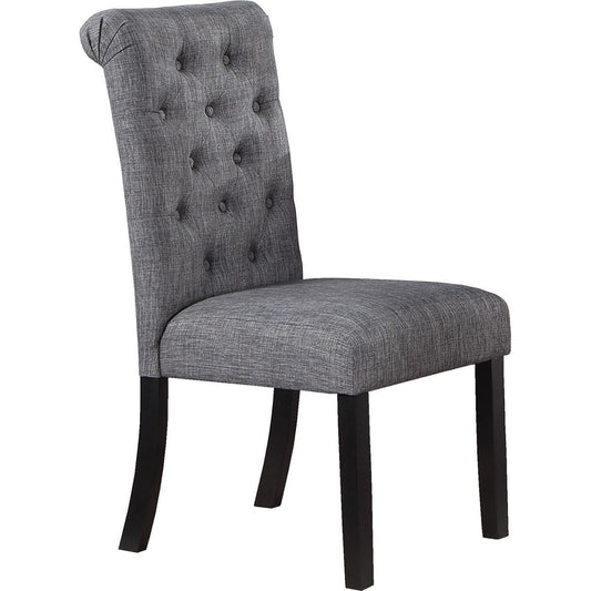 Charcoal Fabric Set of 2 Dining Chairs Contemporary Plush Cushion Side Chairs Nailheads Trim Tufted Back Chair Kitchen Dining Room